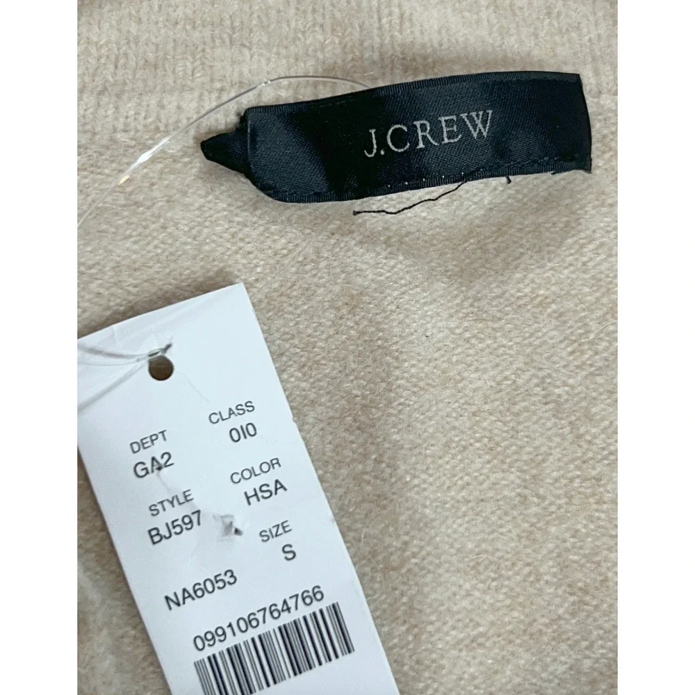 NWT J.CREW HEATHER SAND COLLARED V-NECK SUPERSOFT YARN SWEATER BJ597 SZ SMALL
